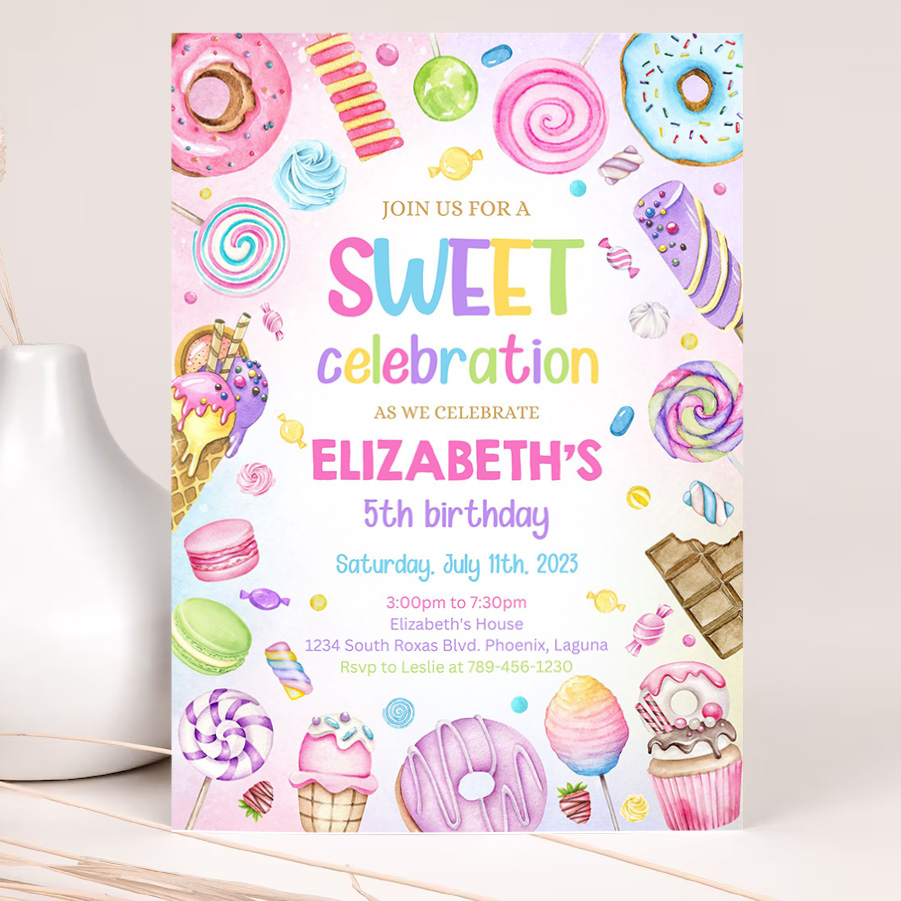 sweets candy invitation sweet candy birthday invitation sweet celebration birthday invitation candy invitation editable template 2