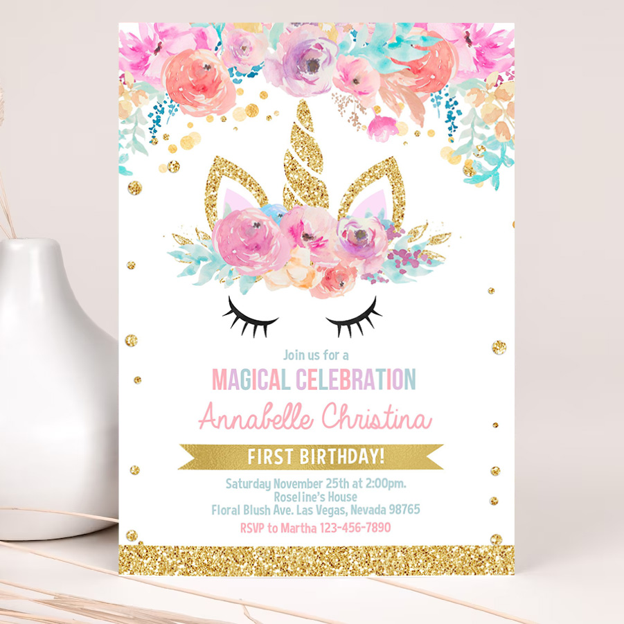 unicorn birthday invitation editable unicorn invite unicorn birthday party unicorn party magical invitation 2