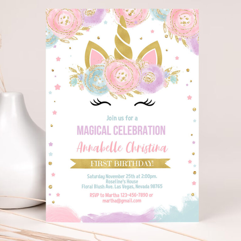 unicorn invitation editable unicorn party unicorn birthday invitations magical unicorn invite girl gold invitation 2