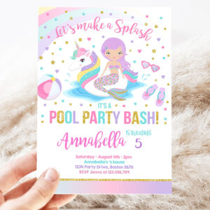 unicorn pool party invitation unicorn mermaid pool party invite unicorn pool float pool party bash invitation 4