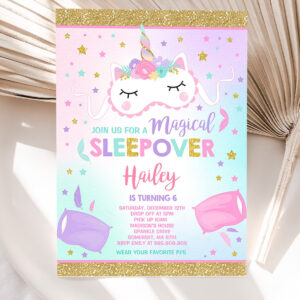 unicorn slumber party invitation unicorn sleepover birthday party invitation magical unicorn sleepover party 5