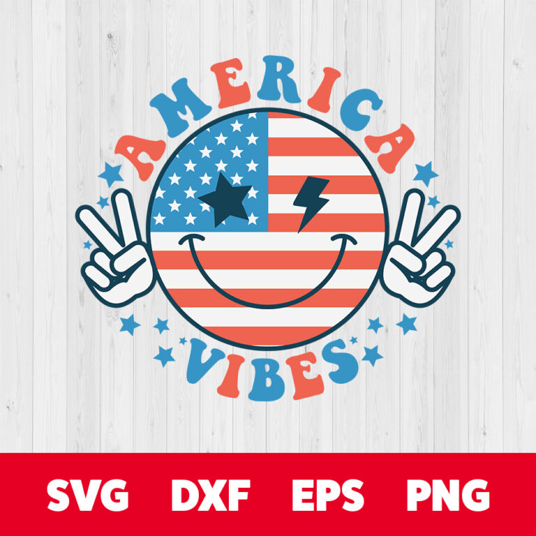 America Vibes SVG 4th of July T shirt Flag Patriotic Design SVG PNG Cut Files 1