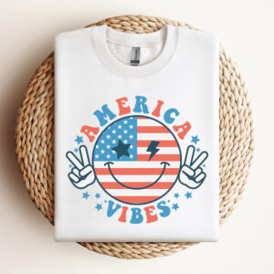 America Vibes SVG 4th of July T shirt Flag Patriotic Design SVG PNG Cut Files 3