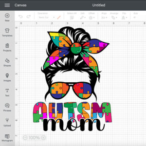 Autism Mom Messy Bun Sunglasses Bandana SVG Autism Awareness SVG 2