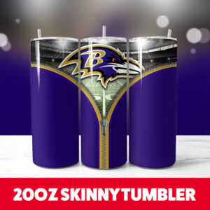 Baltimore Ravens Zipper 20oz Skinny Tumbler PNG Digital Download 1
