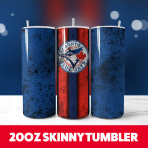 Baseball Blue Jays Grunge 20oz Skinny Tumbler PNG Digital Download 1