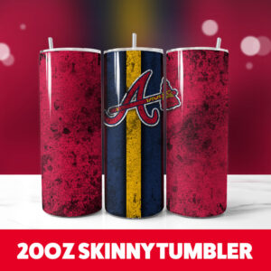 Baseball Braves Grunge 20oz Skinny Tumbler PNG Digital Download 1