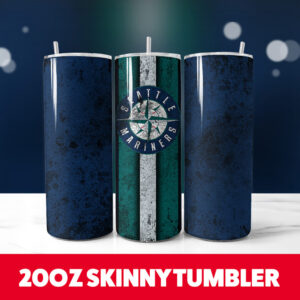 Baseball Mariners Grunge 20oz Skinny Tumbler PNG Digital Download 1