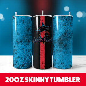 Baseball Marlins Grunge 20oz Skinny Tumbler PNG Digital Download 1