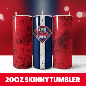 Baseball Phillies Grunge 20oz Skinny Tumbler PNG Digital Download 1