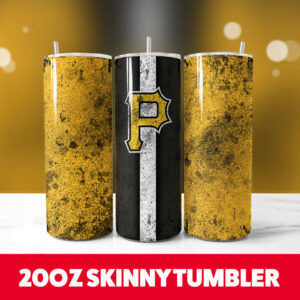 Baseball Pirates Grunge 20oz Skinny Tumbler PNG Digital Download 1
