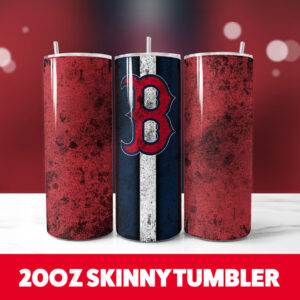 Baseball Red Socks Grunge 20oz Skinny Tumbler PNG Digital Download 1
