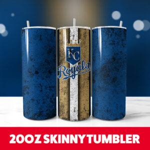 Baseball Royals Grunge 20oz Skinny Tumbler PNG Digital Download 1