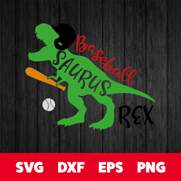 Baseball Saurus Rex SVG Dinosaur Baseball Player SVG cutting files 1