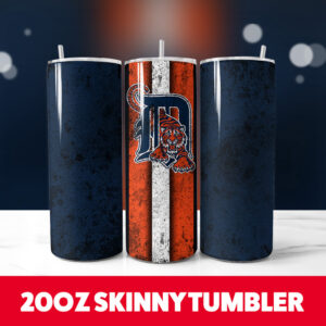 Baseball Tigers Grunge 20oz Skinny Tumbler PNG Digital Download 1