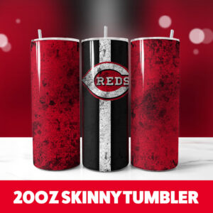 Baseballs Reds Grunge 20oz Skinny Tumbler PNG Digital Download 1