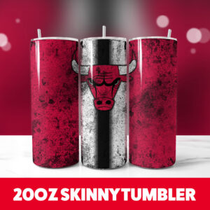 Basketball Bulls 20oz Skinny Tumbler PNG Digital Download 1