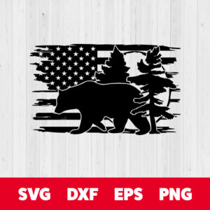 Bear SVG American distressed Flag SVG Nature Scene SVG 1