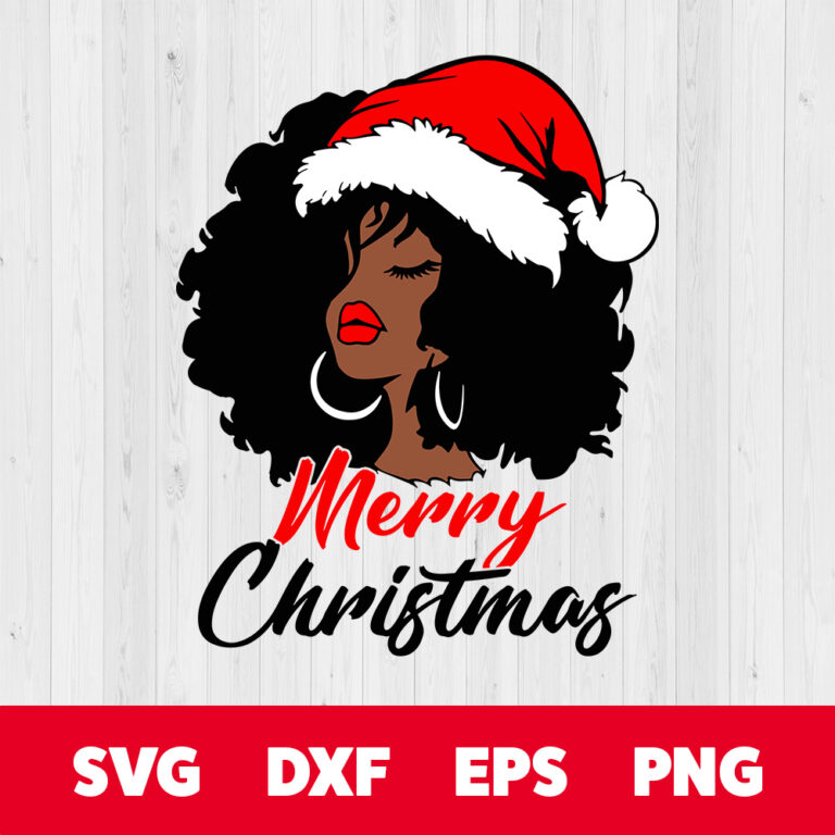 Black Girl Merry Christmas SVG 1