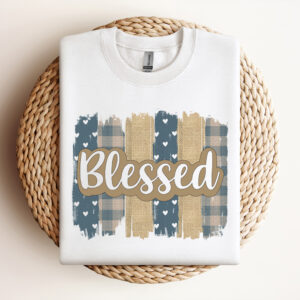 Blessed Brushstrokes Blue Hearts Burlap PNG 3