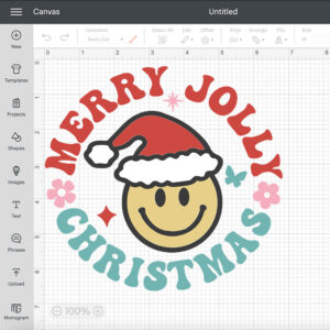 Boho Smiley Christmas Santa SVG files for Cricut Retro Merry Jolly Christmas SVG 2