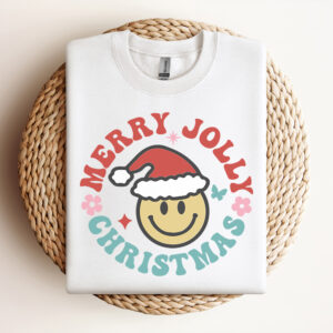Boho Smiley Christmas Santa SVG files for Cricut Retro Merry Jolly Christmas SVG 3