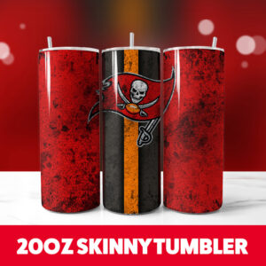 Buccaneers Grunge Football 20oz Skinny Tumbler PNG Digital Download 1