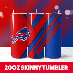 Buffalo Bills Football Team 4 20oz Skinny Tumbler PNG Digital Download 1