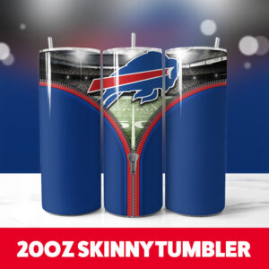 Buffalo Bills Zipper 20oz Skinny Tumbler PNG Digital Download 1