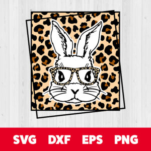 Bunny Leopard With Sunglasses SVG Easter Bunny SVG Bunny Face SVG 1