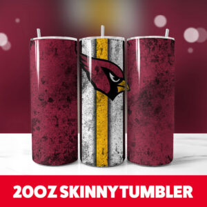 Cardinals Grunge Football 20oz Skinny Tumbler PNG Digital Download 1