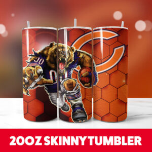 Chicago Bears 20oz Skinny Tumbler PNG Digital Download 1