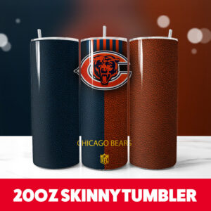 Chicago Bears 5 20oz Skinny Tumbler PNG Digital Download 1