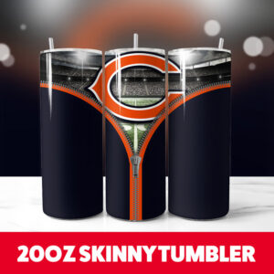 Chicago Bears Zipper 20oz Skinny Tumbler PNG Digital Download 1