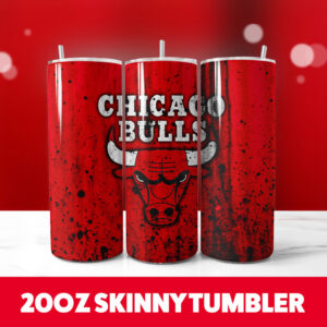Chicago Bulls Basketball Team 3 20oz Skinny Tumbler PNG Digital Download 1