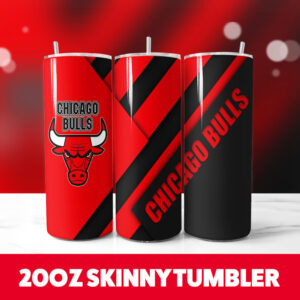Chicago Bulls Basketball Team 9 20oz Skinny Tumbler PNG Digital Download 1