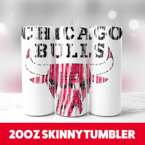 Chicago Bulls Wood 20oz Skinny Tumbler PNG Digital Download 1