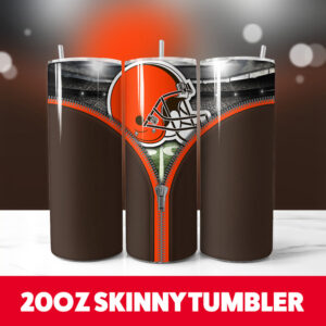 Cleveland Browns Zipper 20oz Skinny Tumbler PNG Digital Download 1