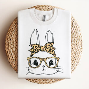 Cute bunny with leopard bandana and glasses SVG Leopard print SVG 3