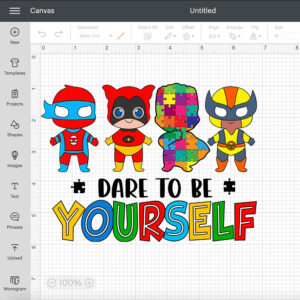Dare To Be Yourself Superheroes Chibi SVG Autism Awareness SVG 2