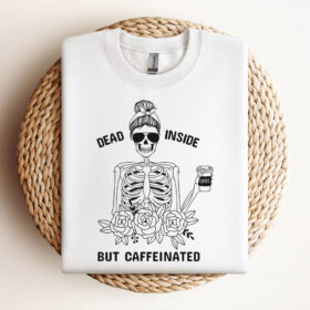 Dead Inside But Caffeinated SVG Halloween SVG Mom Female Skull SVG 3