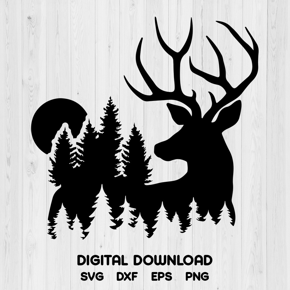 Deer Forest SVG, Forest SVG, Deer SVG Digital Download SVG