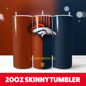 Denver Broncos 3 20oz Skinny Tumbler PNG Digital Download 1
