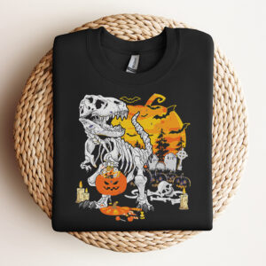 Dinosaur T Rex Skeleton Pumpkin Funny Halloween Costume SVG 3
