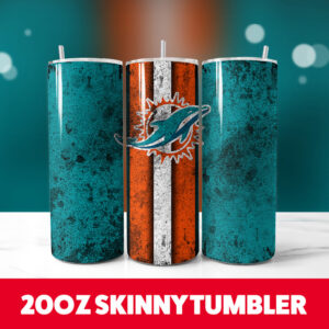 Dolphins Grunge Football 20oz Skinny Tumbler PNG Digital Download 1