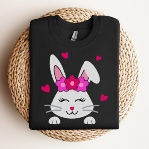 Easter Bunny SVG Rabbit Girl with Flowers Cricut file 3