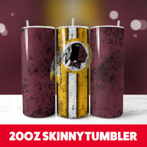 Football Redskins Grunge 20oz Skinny Tumbler PNG Digital Download 1