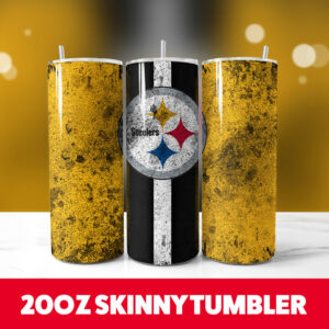 Football Steelers Grunge 20oz Skinny Tumbler PNG Digital Download 1