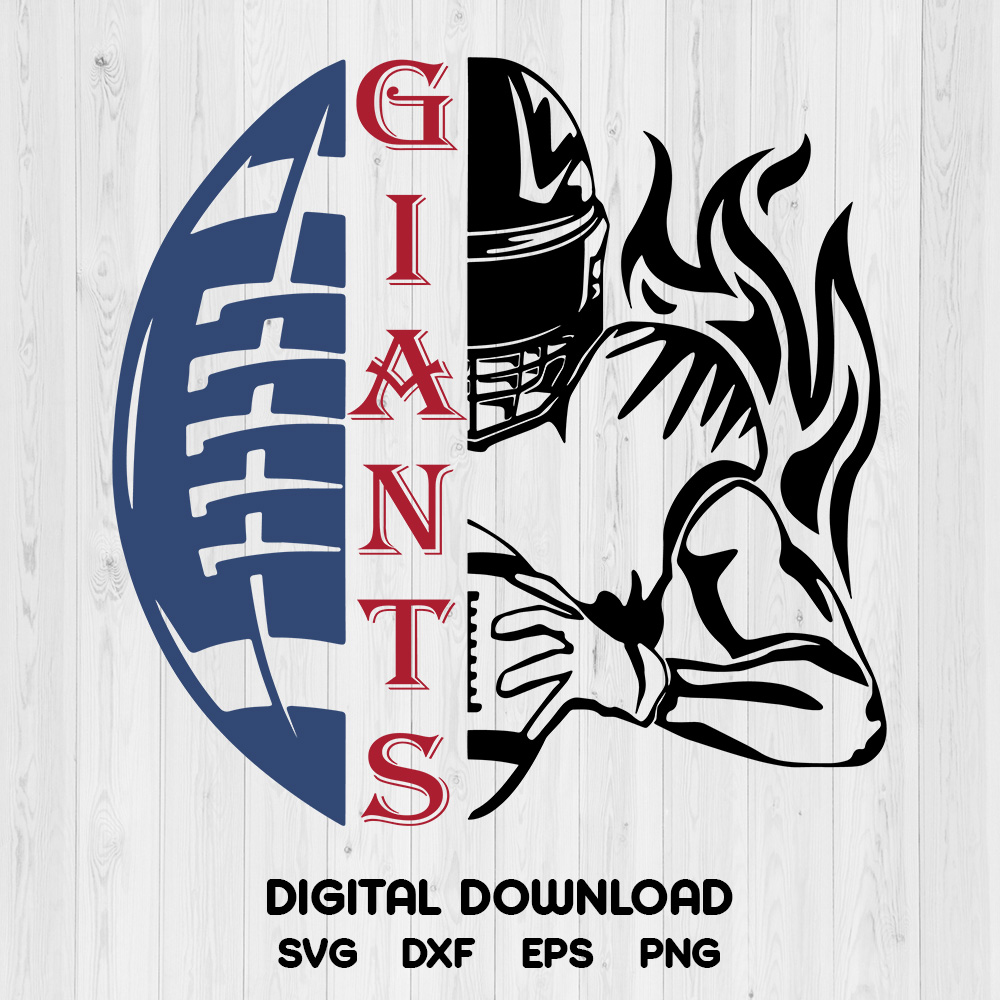 Giants Half Football Half Player Svg, New York Giants Svg Digital Download  Svg