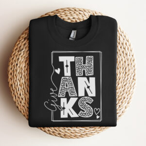 Give Thanks SVG Leopard Print Fall Thanksgiving T shirt Stacked Design SVG 3